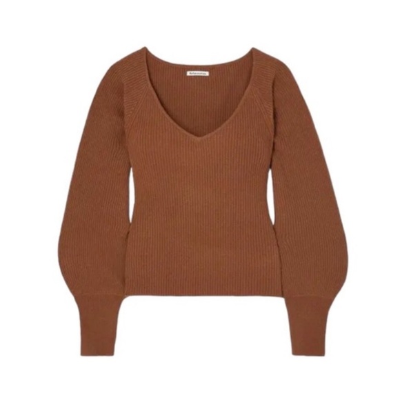 NEW Reformation Hart Cashmere Sweater Cinnamon Large - Picture 1 of 17